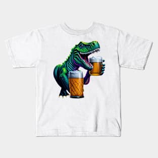 T-Rex With Beer Mugs Kids T-Shirt